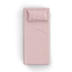 Açık Pudra Pembe Poplin Kumaş Tek Kişilik Çarşaf Seti