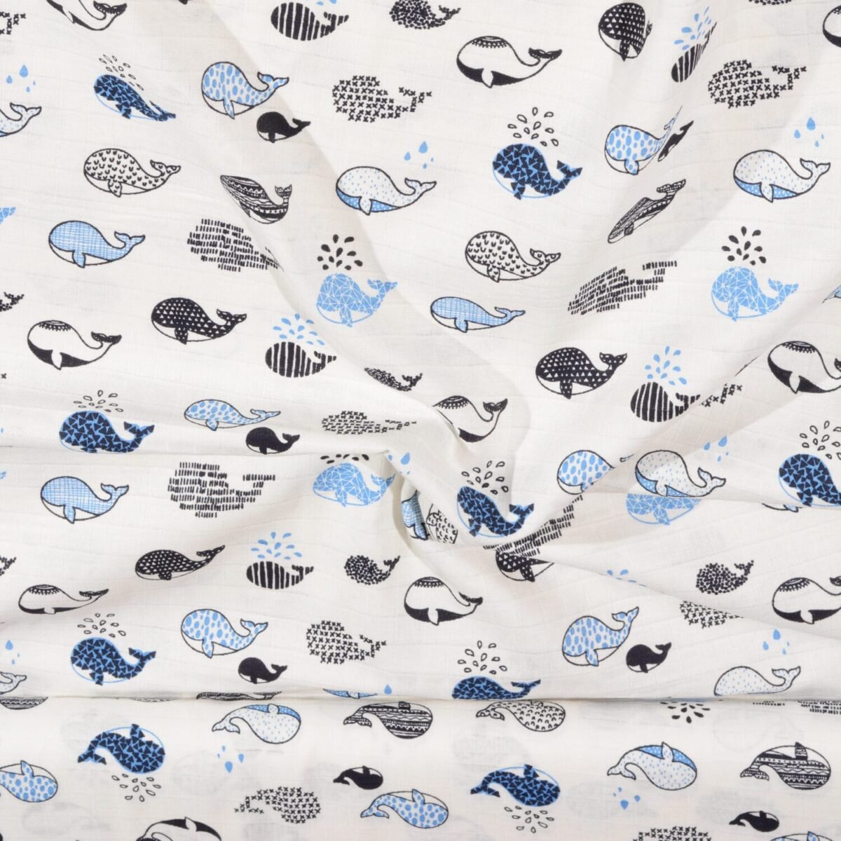 Balinalar Mavi Müslin Bezi Kumaş - Görsel 2