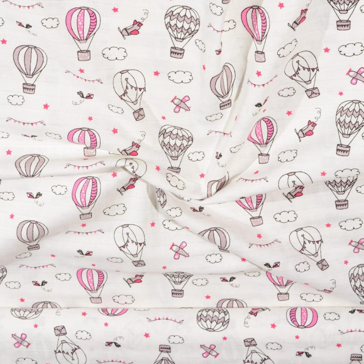 Balonlar Pembe Müslin Bezi Kumaş - Görsel 2