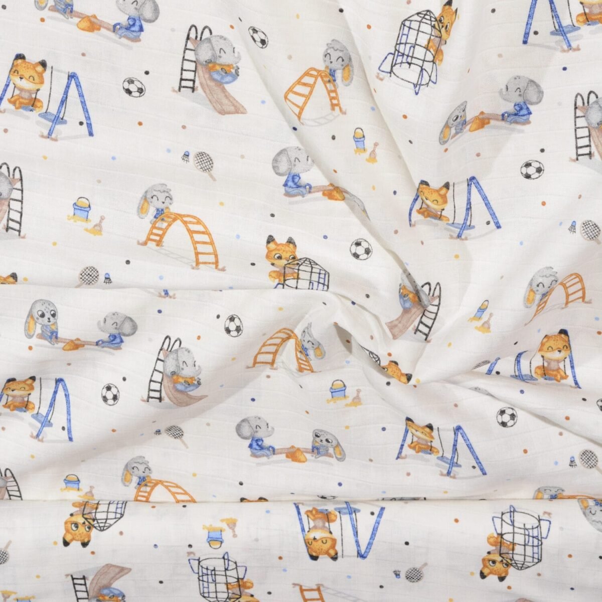 Kedicik Oyun Parkı Mavi Müslin Bezi Kumaş - Görsel 2