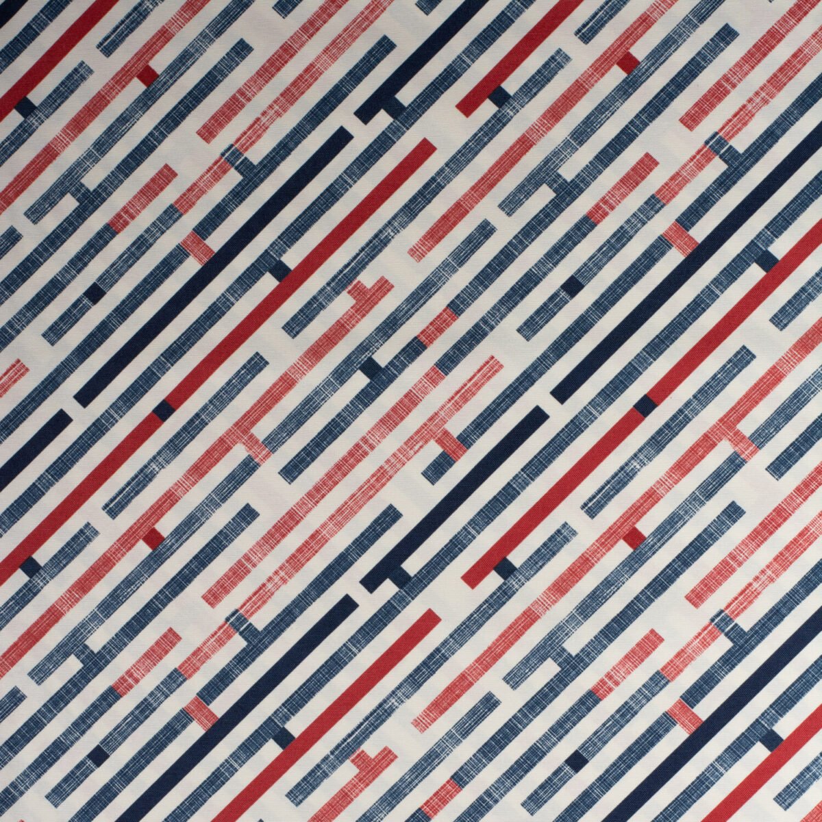 Yan Çizgiler Kırmızı Duck Bezi Kumaş - Görsel 2