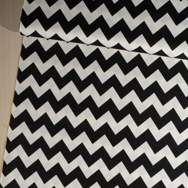 Zigzag Siyah Duck Bezi Kumaş